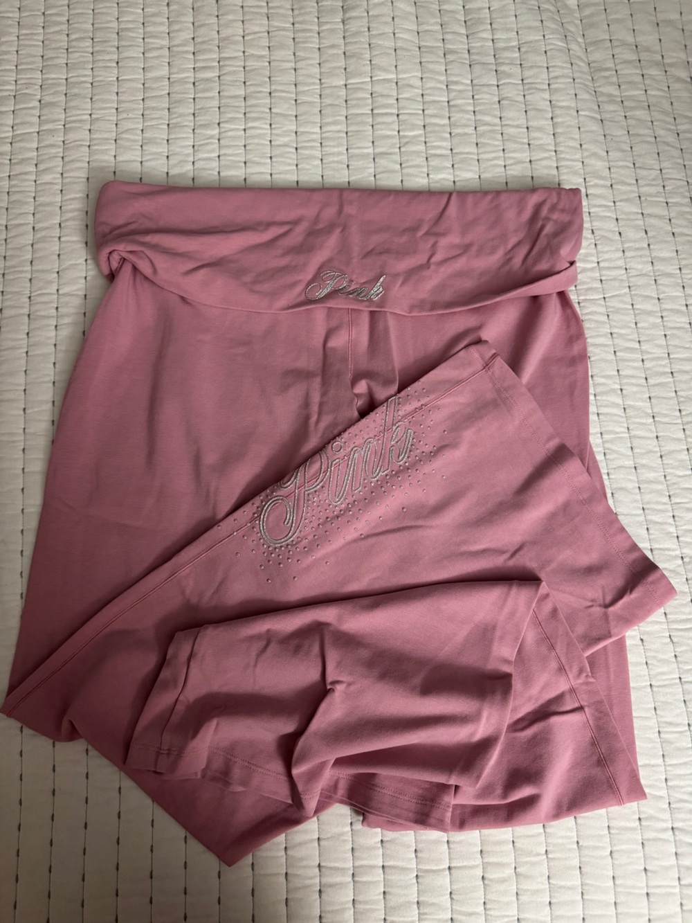 PINK Victoria's Secret Dusty Rose Fold-Over flare with Logo